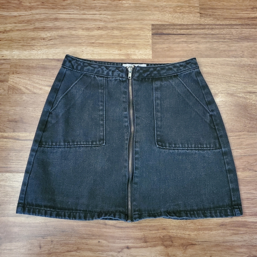 refuge Mini Jean Skirt Size Small Black A-Line